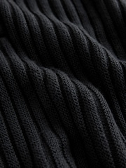 Black Ribbed V-Neck Knitted Jumper - Image 3 of 9