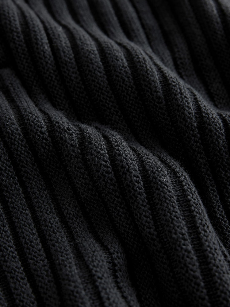 Black Ribbed V-Neck Knitted Jumper - Image 9 of 9