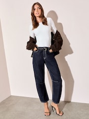 Friends Like These Rinse Blue Denim Barrel Jeans - Image 1 of 5