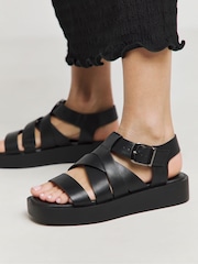 Simply Be Black Extra Wide Fit Chunky Buckle Fisherman Sandals - Image 4 of 4