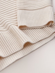 Ecru Ribbed V-Neck Knitted Jumper - Image 1 of 8