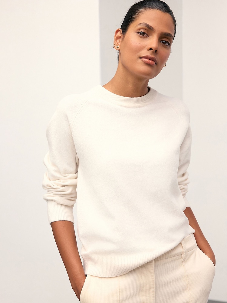 Ecru Super Soft Crew Neck Long Sleeve Jumper - Image 2 of 8 Ecru Super Soft Crew Neck Long Sleeve Jumper - Image 2 of 8
