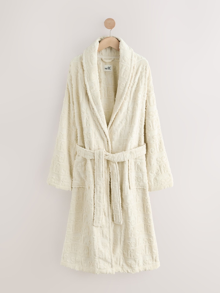 self. Ecru Cotton Towelling Robe - Image 1 of 3