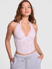 Victoria's Secret PINK Purple Whisper Lace Halter Corset - Image 1 of 2