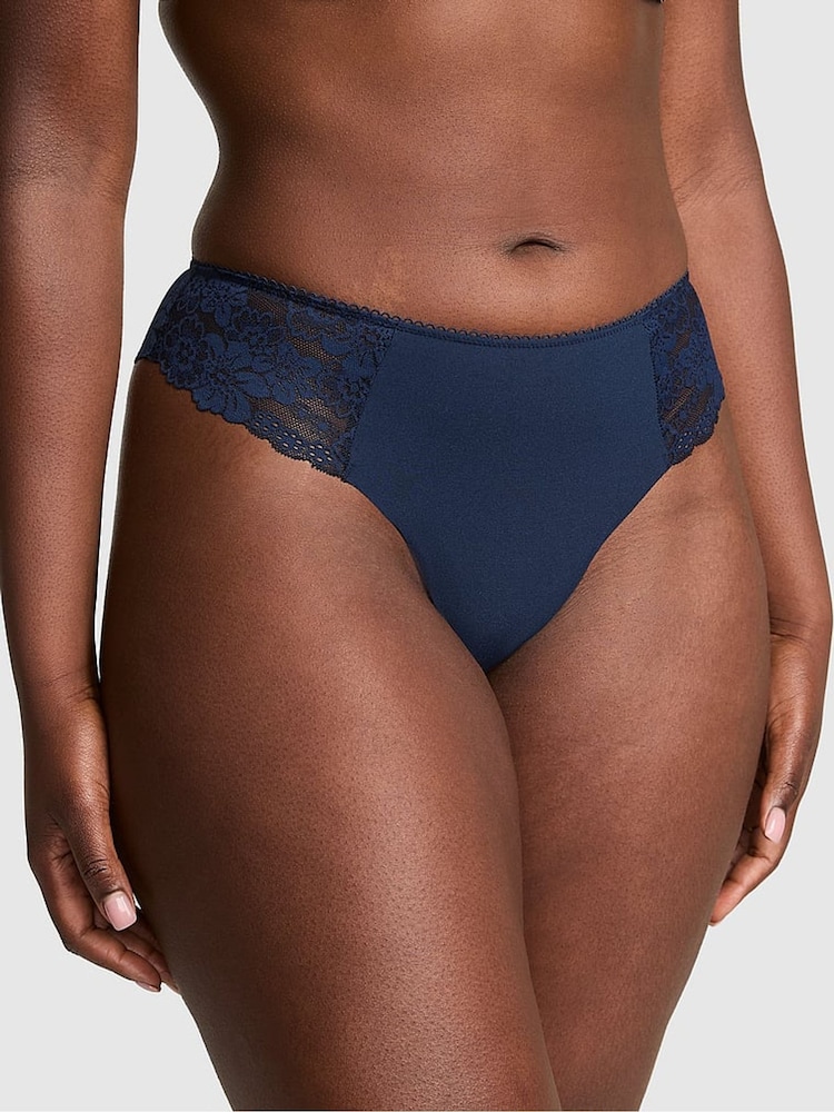 Victoria's Secret PINK Noir Navy Blue Thong Knickers - Image 1 of 3 Victoria's Secret PINK Noir Navy Blue Thong Knickers - Image 1 of 3