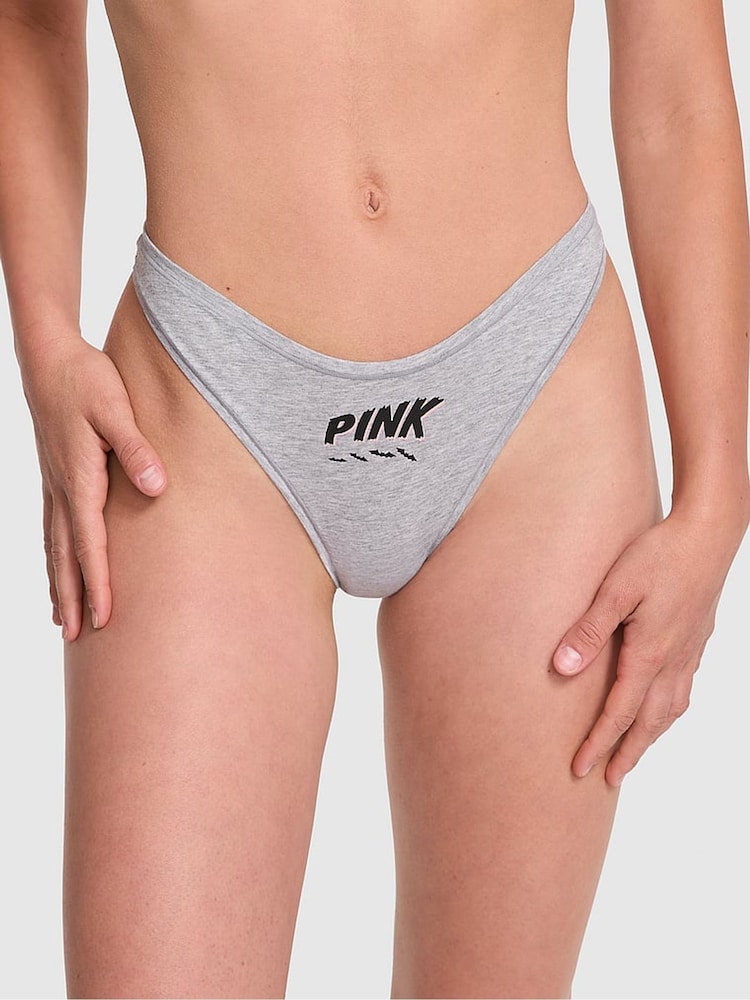 Victoria's Secret PINK Medium Heather Grey Thong Cotton Thong Knickers - Image 1 of 3