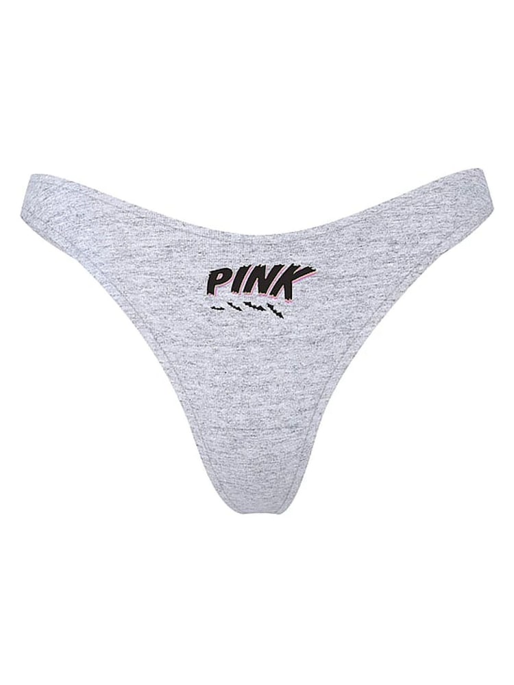 Victoria's Secret PINK Medium Heather Grey Thong Cotton Thong Knickers - Image 3 of 3