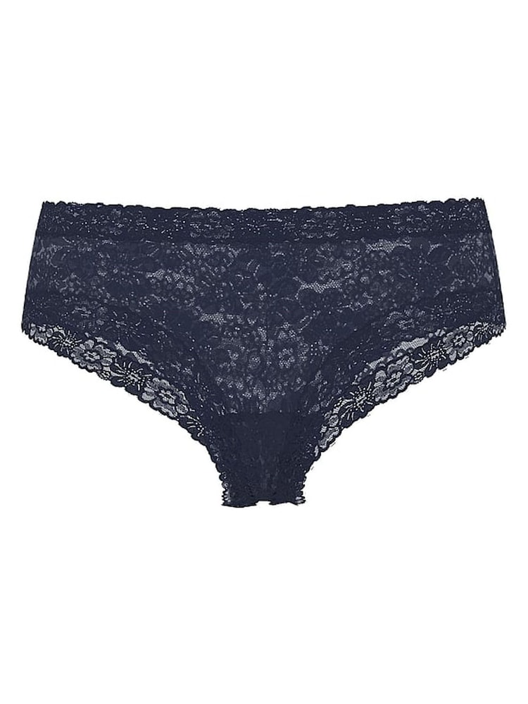 Victoria's Secret PINK Noir Navy Blue Cheeky Floral Lace Knickers - Image 3 of 3