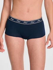 Victoria's Secret PINK Noir Navy Blue Short Cotton Logo Boyshort Knickers - Image 1 of 3