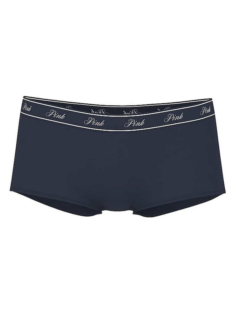 Victoria's Secret PINK Noir Navy Blue Short Cotton Logo Boyshort Knickers - Image 3 of 3