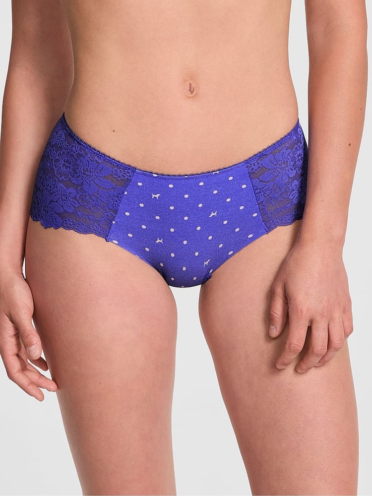 Victoria's Secret PINK Ultra Marine Blue Hipster No Show Lace Trim Cheeky Knickers - Image 1 of 3