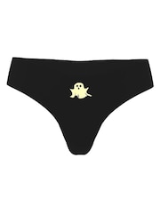 Victoria's Secret PINK Black Glow In The Dark Ghost Thong No Show Thong Knickers - Image 3 of 3
