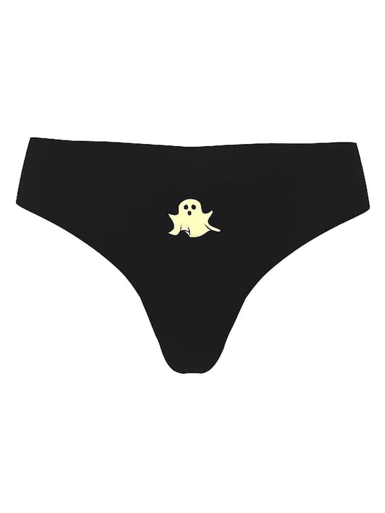 Victoria's Secret PINK Black Glow In The Dark Ghost Thong No Show Thong Knickers - Image 3 of 3