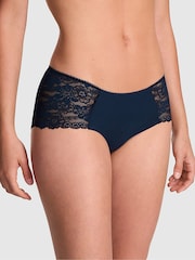 Victoria's Secret PINK Noir Navy Blue Hipster No Show Lace Trim Cheeky Knickers - Image 1 of 3