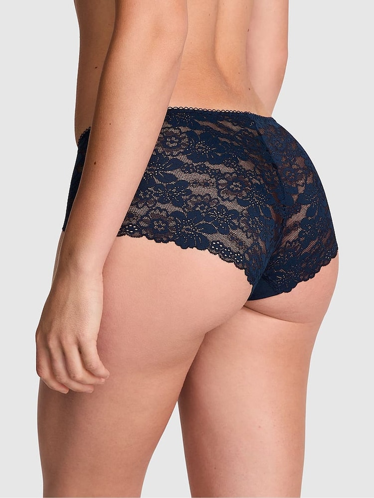 Victoria's Secret PINK Noir Navy Blue Hipster No Show Lace Trim Cheeky Knickers - Image 2 of 3 Victoria's Secret PINK Noir Navy Blue Hipster No Show Lace Trim Cheeky Knickers - Image 2 of 3
