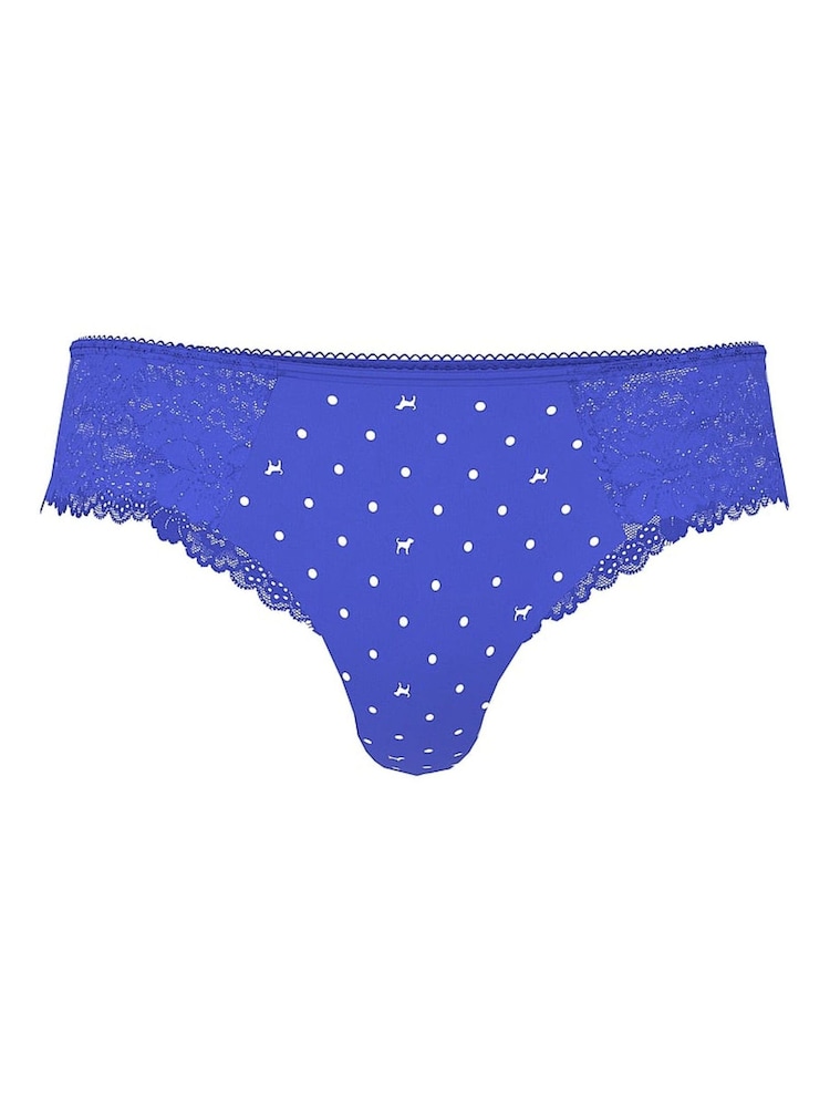 Victoria's Secret PINK Ultra Marine Blue Thong No Show Lace Trim Cheeky Knickers - Image 3 of 3