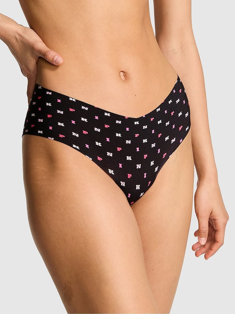 Victoria's Secret PINK Black Pink Print Cheeky No Show Cheeky Knickers - Image 1 of 3
