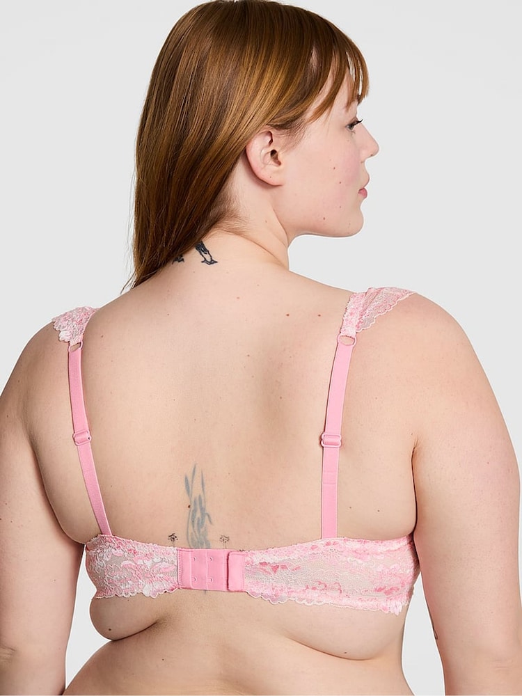 Victoria's Secret PINK Petal Pink Lightly Lined Balcony Lace Flutter Sleeve Bra - Image 2 of 4