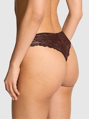 Victoria's Secret PINK Brown Leopard Thong No Show Lace Trim Cheeky Knickers - Image 2 of 3