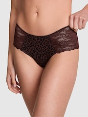 Victoria's Secret PINK Brown Leopard Cheeky No Show Lace Trim Cheeky Knickers - Image 1 of 3