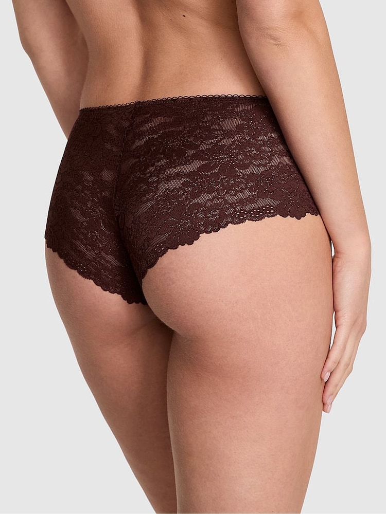 Victoria's Secret PINK Brown Leopard Cheeky No Show Lace Trim Cheeky Knickers - Image 2 of 3
