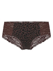 Victoria's Secret PINK Brown Leopard Cheeky No Show Lace Trim Cheeky Knickers - Image 3 of 3