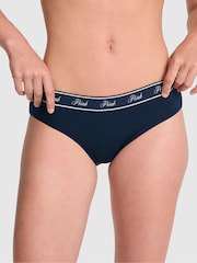 Victoria's Secret PINK Noir Navy Blue Hipster Cotton Logo Boyshort Knickers - Image 1 of 3