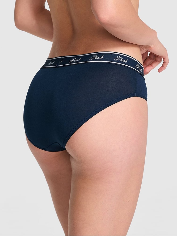 Victoria's Secret PINK Noir Navy Blue Hipster Cotton Logo Boyshort Knickers - Image 2 of 3
