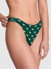 Victoria's Secret PINK Jaguar Green Thong Cotton Logo Boyshort Knickers - Image 1 of 2