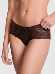 Victoria's Secret PINK Brown Leopard Hipster No Show Lace Trim Cheeky Knickers - Image 1 of 2