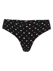 Victoria's Secret PINK Black Pink Print Thong No Show Thong Knickers - Image 3 of 3