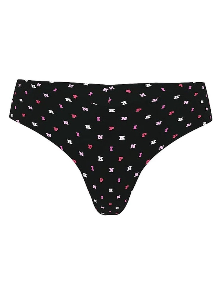 Victoria's Secret PINK Black Pink Print Thong No Show Thong Knickers - Image 3 of 3