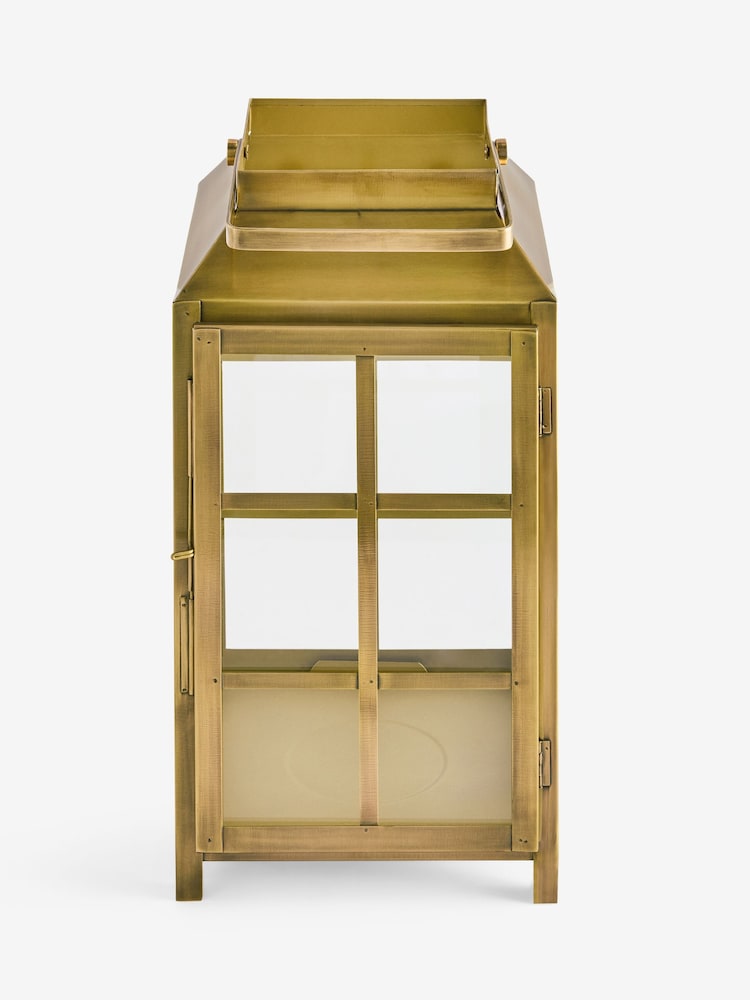 Gold Metal and Glass Lantern Large - Image 4 of 4 Gold Metal and Glass Lantern Large - Image 4 of 4
