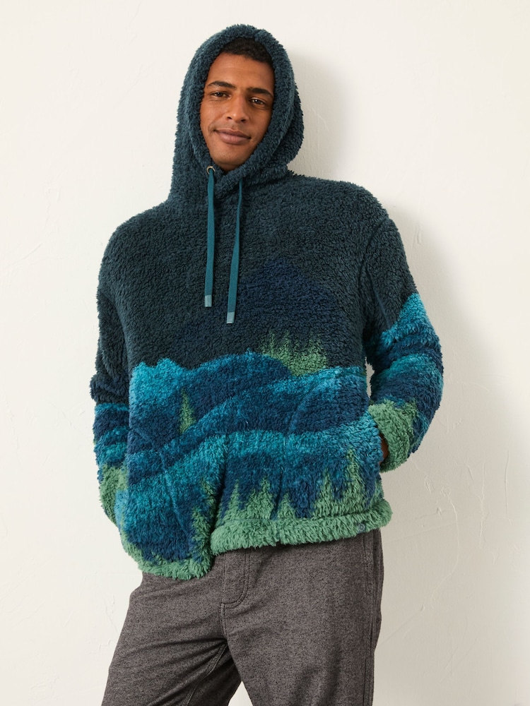 FatFace Blue Landscape Scene Fleece Hoodie - Image 1 of 5 FatFace Blue Landscape Scene Fleece Hoodie - Image 1 of 5