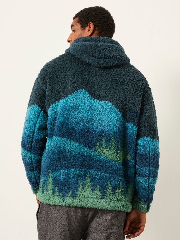 FatFace Blue Landscape Scene Fleece Hoodie - Image 2 of 5