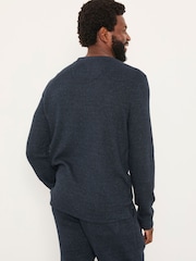 FatFace Navy Textured Cuffed Loungepant - Image 2 of 5