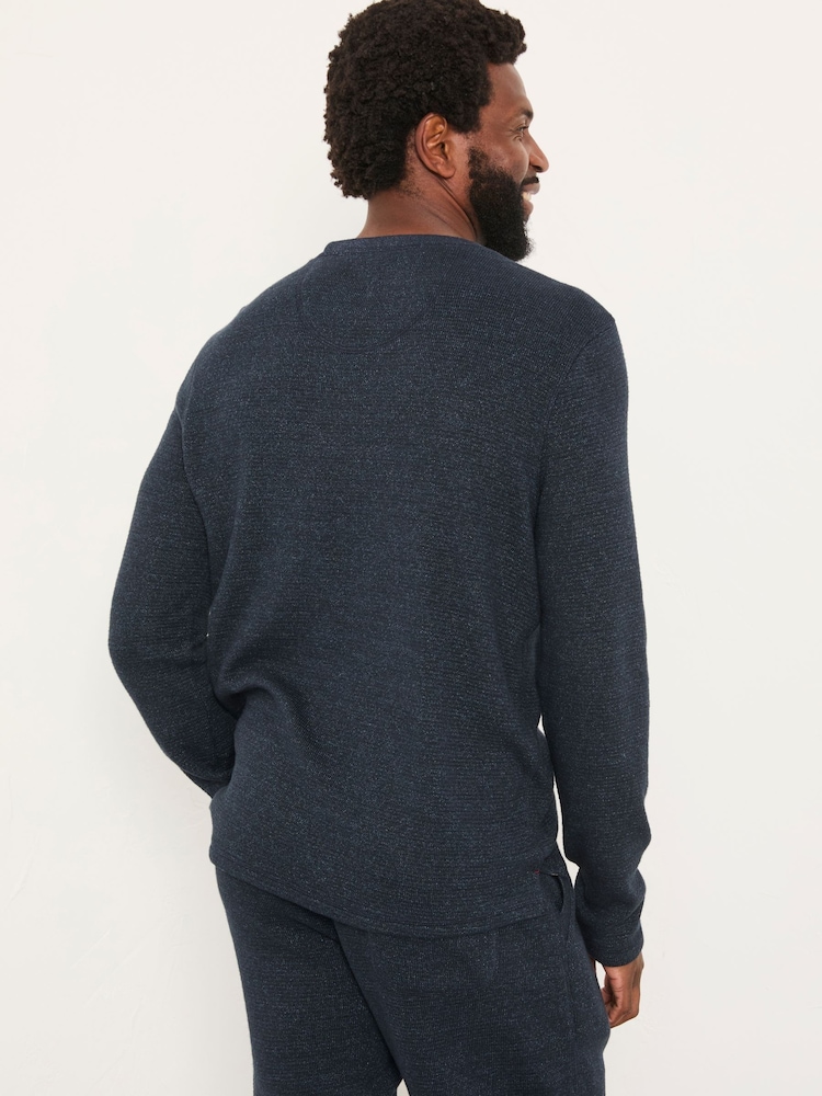 FatFace Navy Textured Cuffed Loungepant - Image 2 of 5 FatFace Navy Textured Cuffed Loungepant - Image 2 of 5