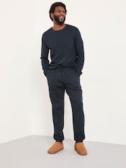 FatFace Navy Textured Long Sleeve Crew Tshirt - Image 1 of 5