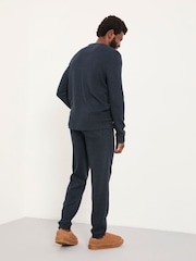 FatFace Navy Textured Long Sleeve Crew Tshirt - Image 2 of 5