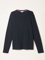 FatFace Navy Textured Long Sleeve Crew Tshirt - Image 5 of 5