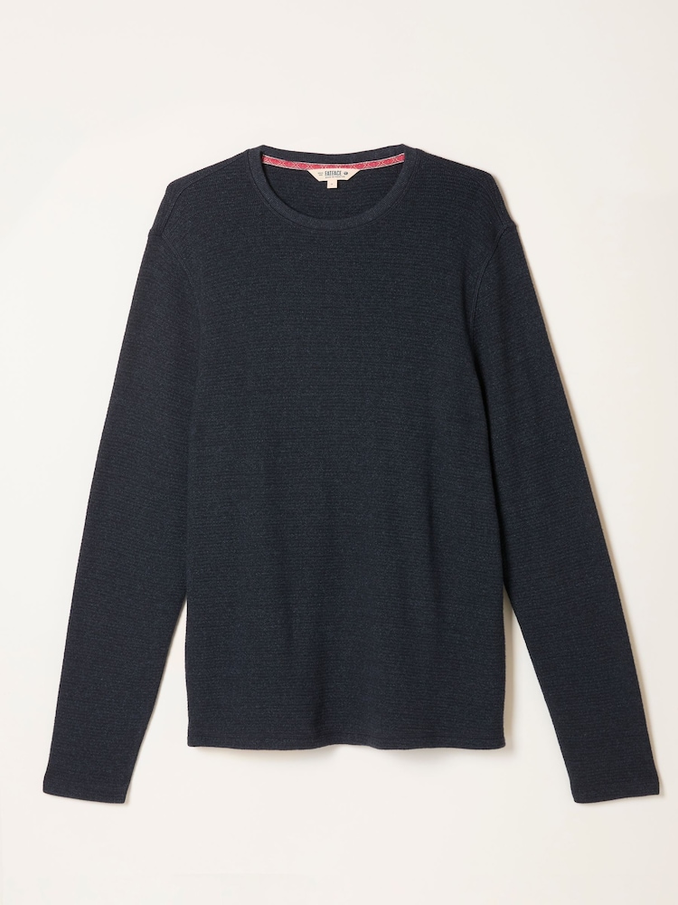 FatFace Navy Textured Long Sleeve Crew Tshirt - Image 5 of 5 FatFace Navy Textured Long Sleeve Crew Tshirt - Image 5 of 5