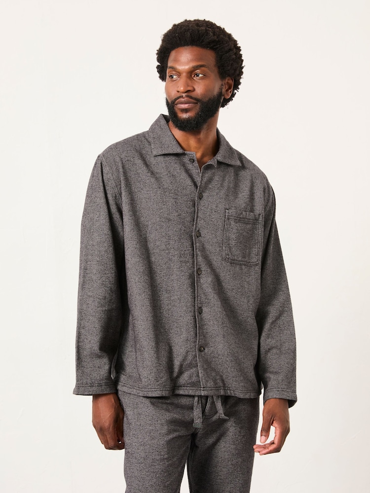 FatFace Charcoal Grey Brushed Twill Pyjama Shirt - Image 1 of 5 FatFace Charcoal Grey Brushed Twill Pyjama Shirt - Image 1 of 5