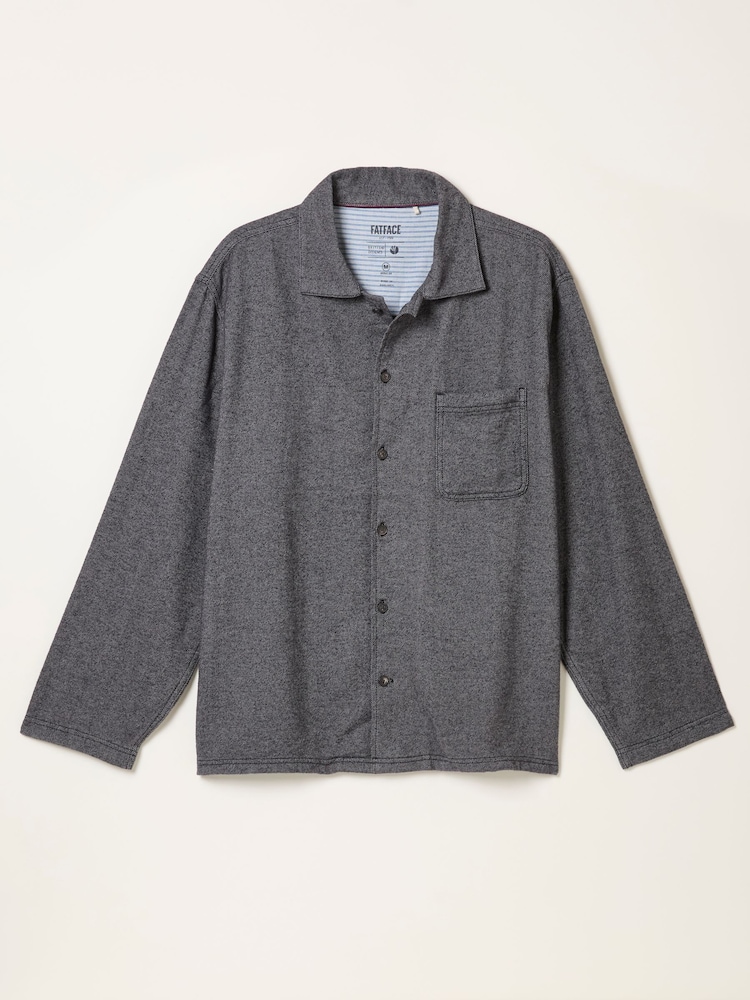 FatFace Charcoal Grey Brushed Twill Pyjama Shirt - Image 5 of 5