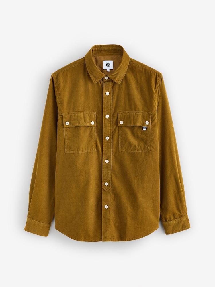 Pretty Green 100% Cotton Campbell Cord Brown Shirt - Image 1 of 1