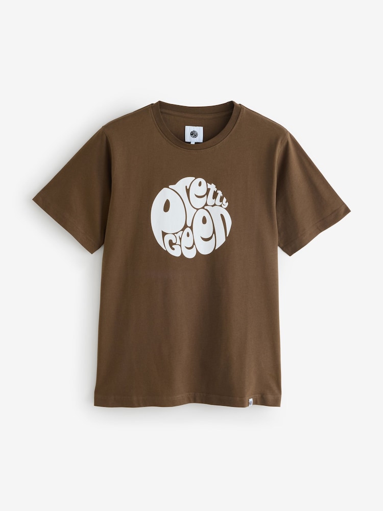 Pretty Green 100% Cotton Gillespie Brown T-Shirt - Image 1 of 1