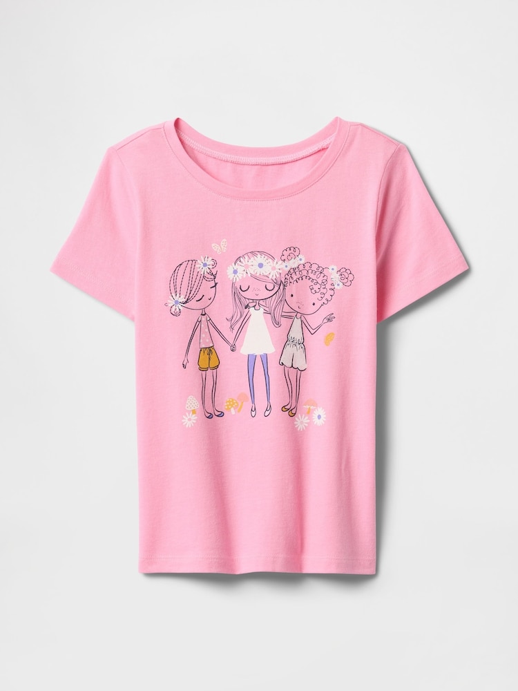 Rosa - Camiseta gráfica de manga corta y cuello redondo de Gap (6 meses - 5 años) - Imagen 1 de 5