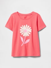 Peto para bebé rosa coral con margaritas - Camiseta gráfica de manga corta y cuello redondo de Gap (6 meses - 5 años) - Imagen 1 de 3