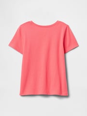 Peto para bebé rosa coral con margaritas - Camiseta gráfica de manga corta y cuello redondo de Gap (6 meses - 5 años) - Imagen 2 de 3