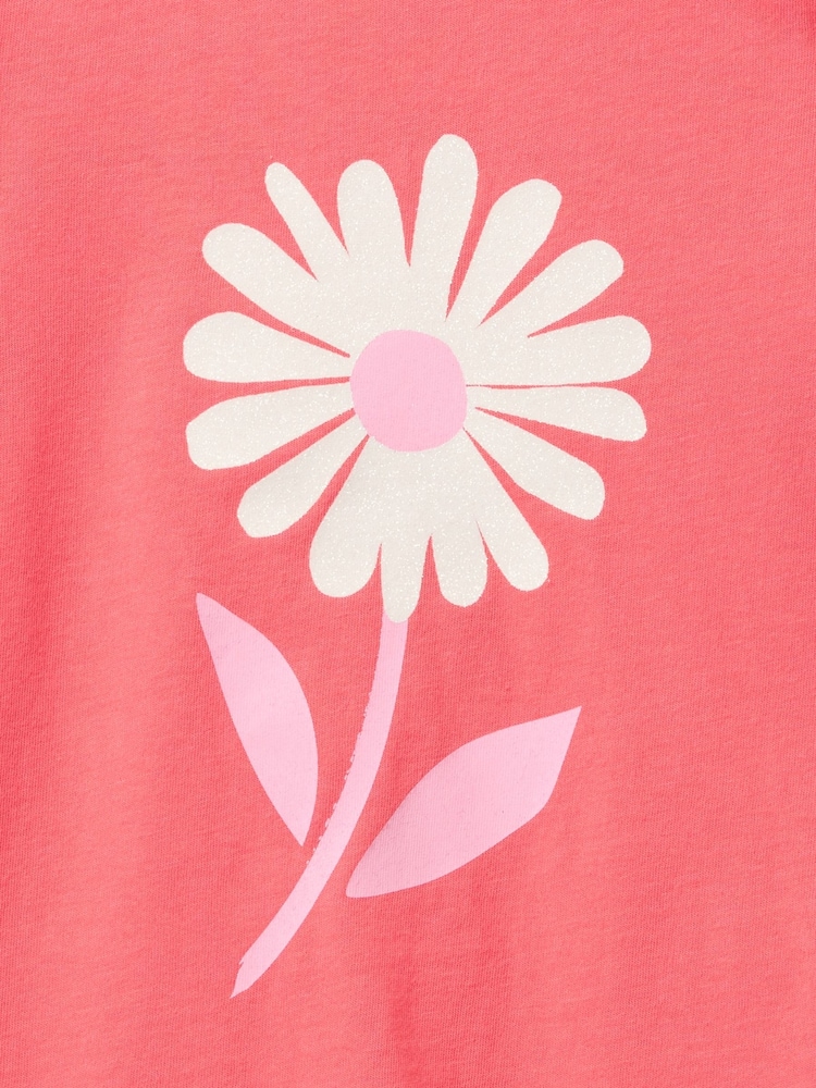 Peto para bebé rosa coral con margaritas - Camiseta gráfica de manga corta y cuello redondo de Gap (6 meses - 5 años) - Imagen 3 de 3