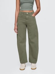 Gap Green High Waisted Barrel Jeans - Image 1 of 8